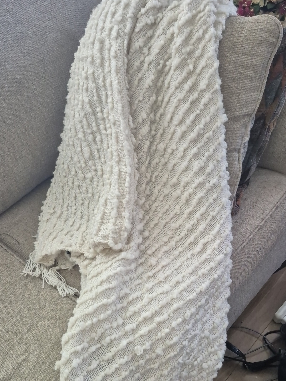 Max Studio Home Textured Throw Blanket Off White 65x52